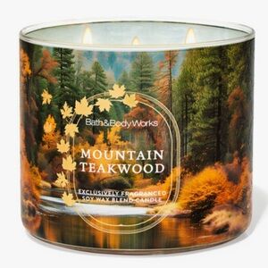 Bath & Body Works Mountain Teakwood Candle with Autumn Scenery